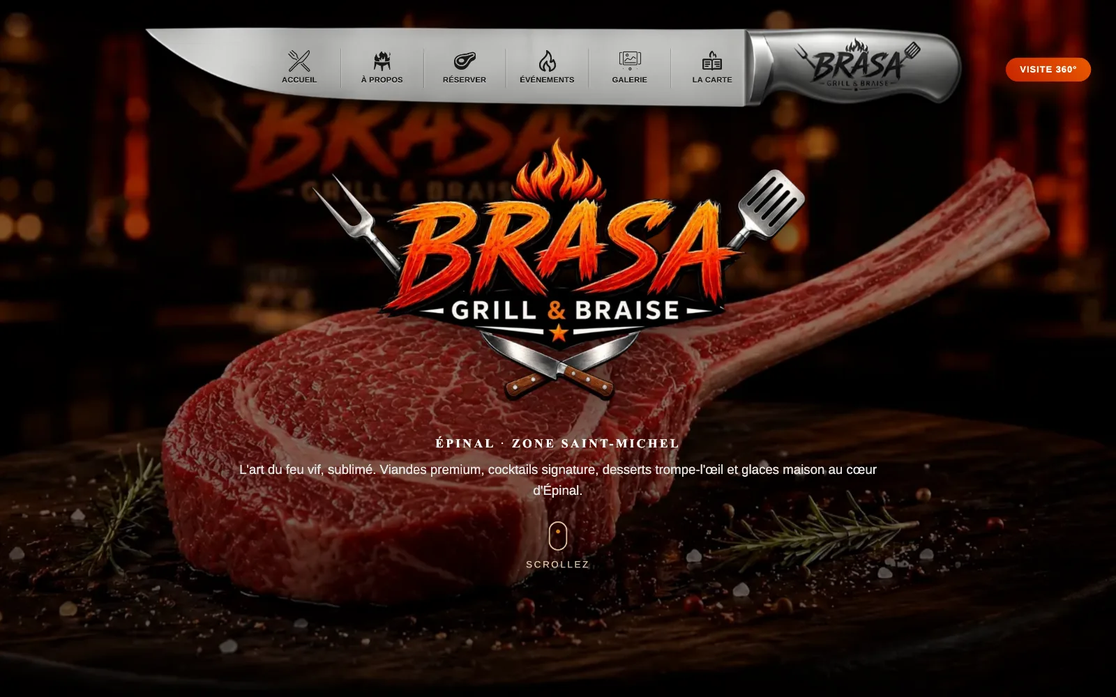 Site internet du restaurant BRASA, grill et braise à Épinal