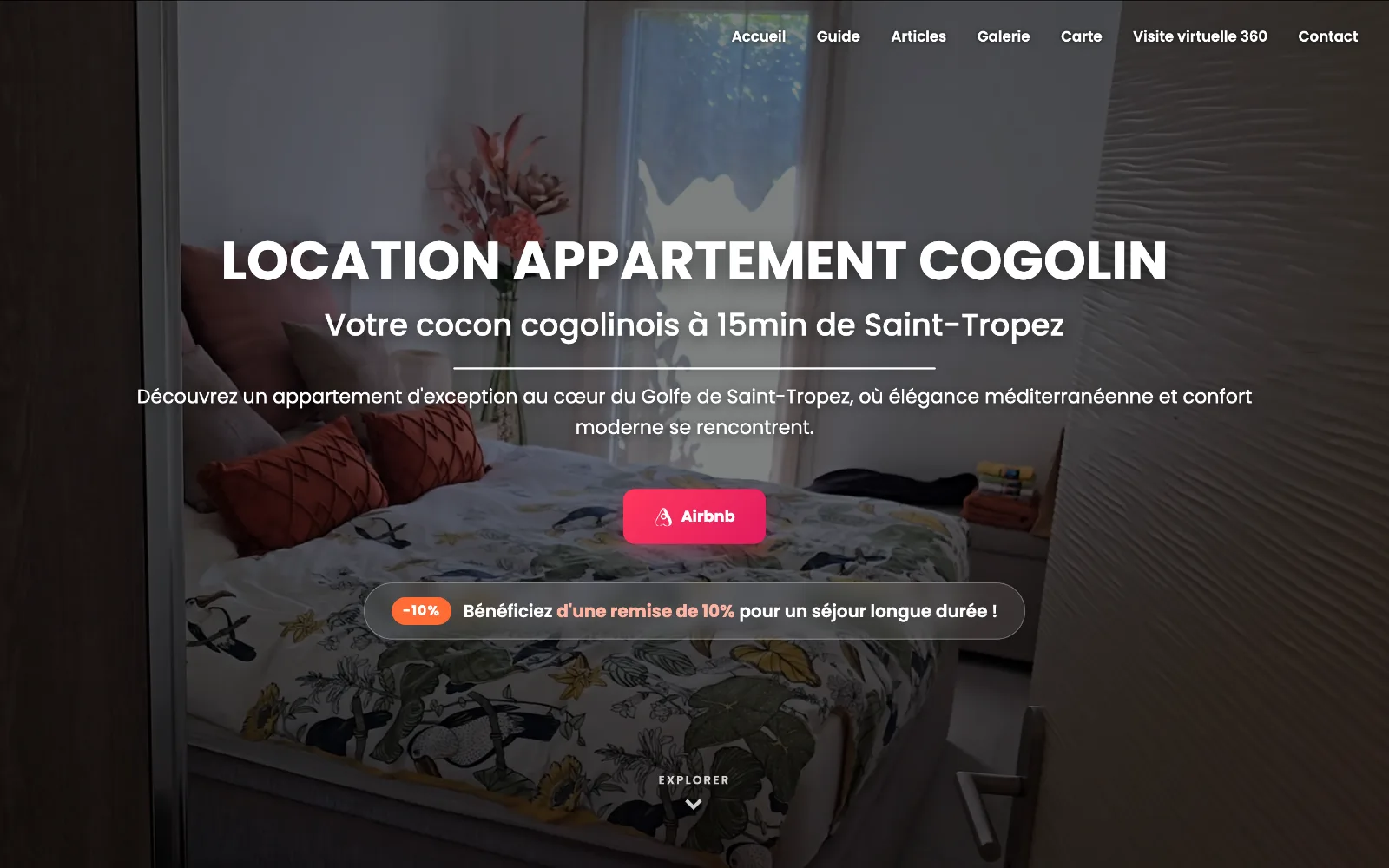 Site internet du Cocon Cogolinois, location saisonnière près de Saint-Tropez