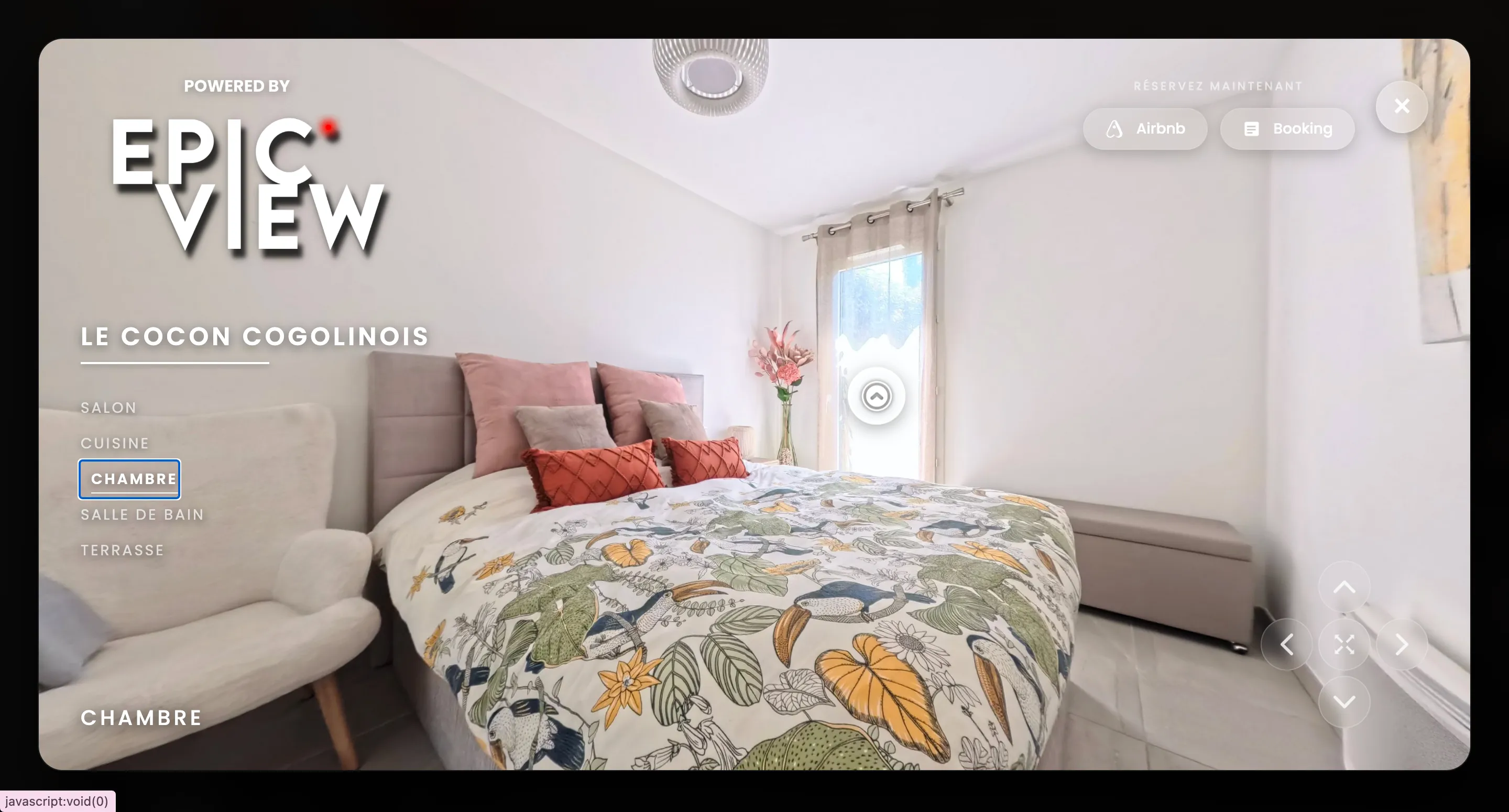 Visite virtuelle 360° du séjour du Cocon Cogolinois, vue panoramique